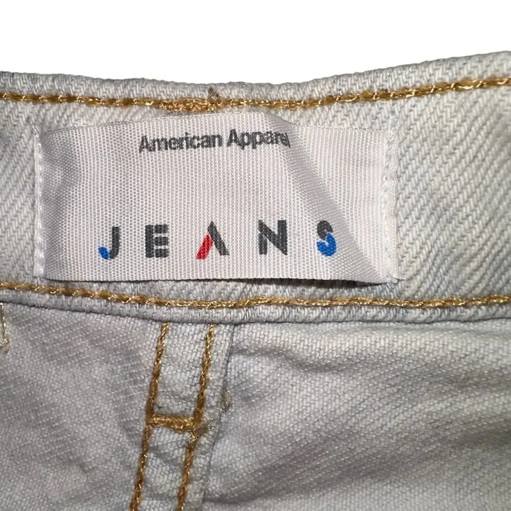 American Apparel Upcycled Womens High Waisted Light Wash Denim Jean Shorts 25